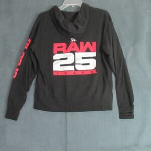 W Raw Hoodie Mens Small Black Wrestling 25 Years Full Zip Sweatshirt Sports Fan